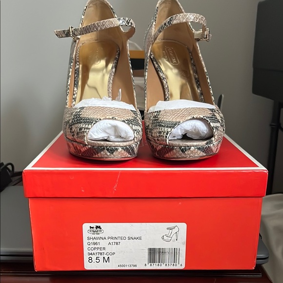Coach Shawna Printed Snake Women's Heels - Copper - Picture 1 of 4